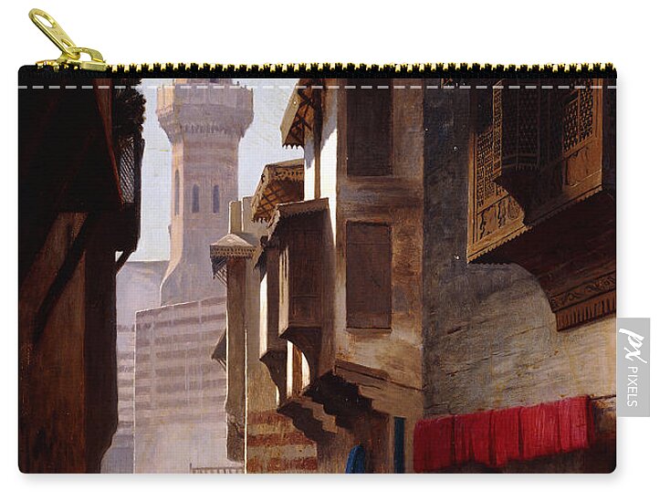Street Zip Pouch featuring the painting A Street in Cairo by Jean Leon Gerome