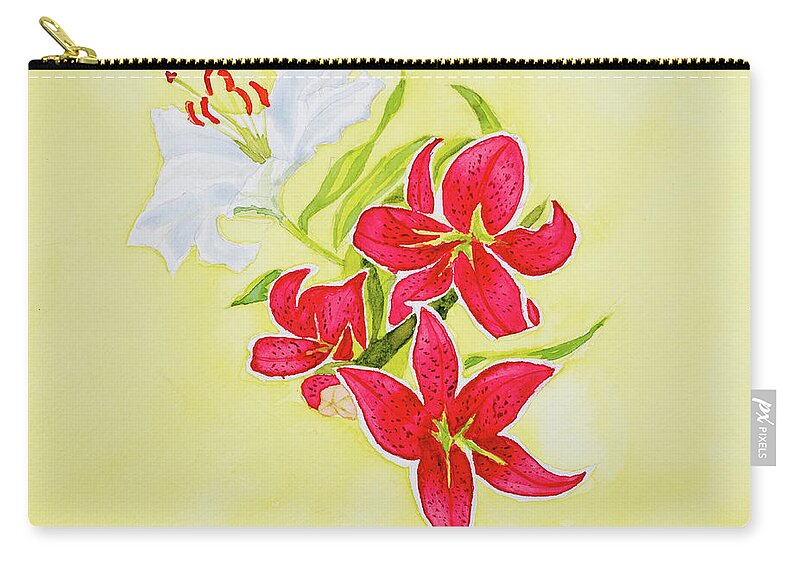 Bouquet Zip Pouch featuring the painting A study of Lilies by Dorothy Darden