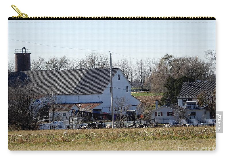 Amish Zip Pouch featuring the photograph A Sunny November Afternoon by Christine Clark