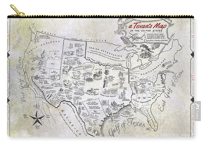 Texas Map Zip Pouch featuring the photograph A Texan's Map by Jon Neidert