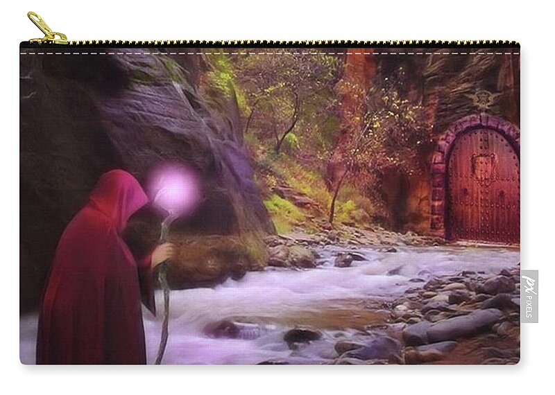 Digitalpainting Zip Pouch featuring the photograph A Touch Of Fantasy - The Road Less by John Edwards