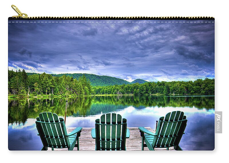 Adirondack Chairs Zip Pouch featuring the photograph A View of Serenity by David Patterson