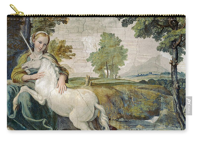 Domenichino Zip Pouch featuring the painting A Virgin with a Unicorn by Domenichino