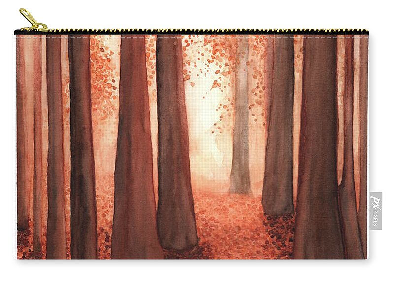 Redwoods Carry-all Pouch featuring the painting A Walk in the Redwoods by Hilda Wagner