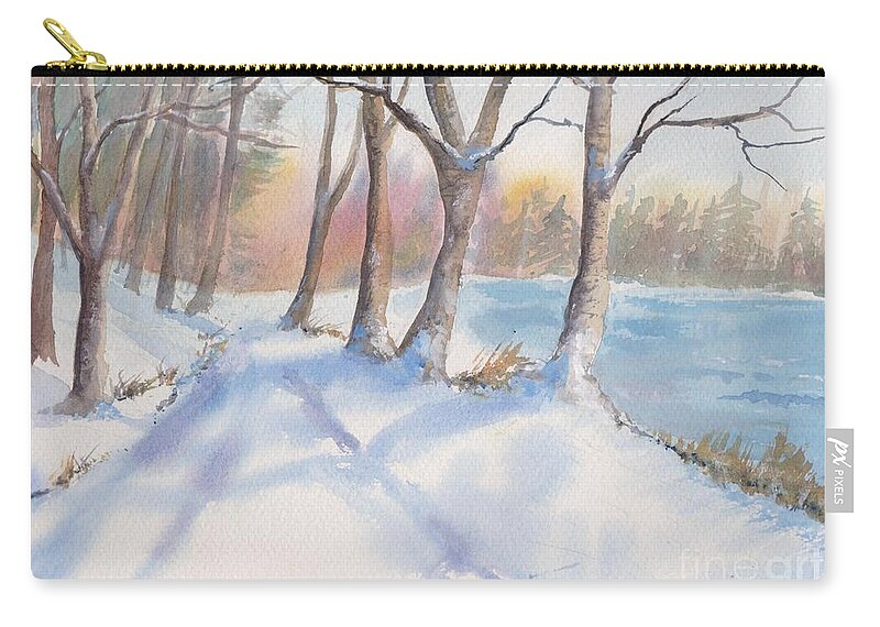 Winter Zip Pouch featuring the painting A Walk In The Snow by Watercolor Meditations