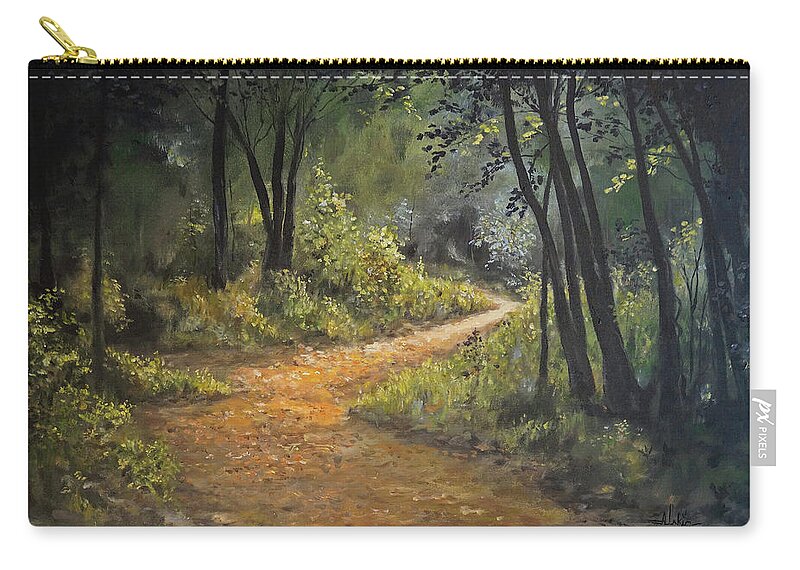 Trees Zip Pouch featuring the painting A Walk in the Woods by Alan Lakin