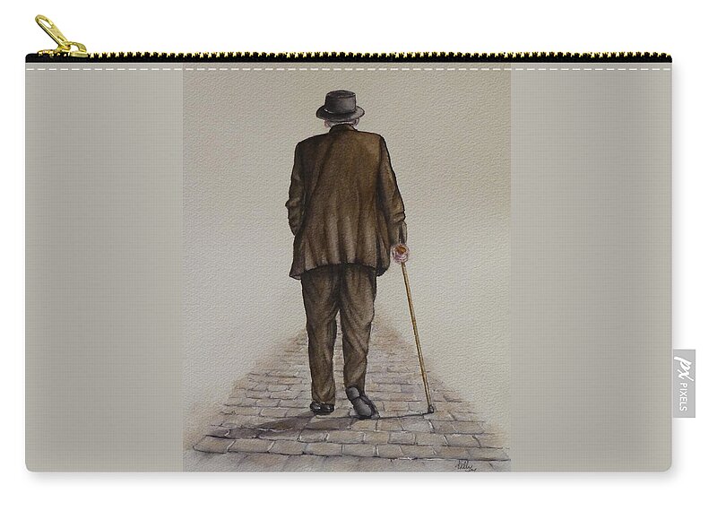 Cobblestone Zip Pouch featuring the painting A Walk on the Old Cobblestone by Kelly Mills