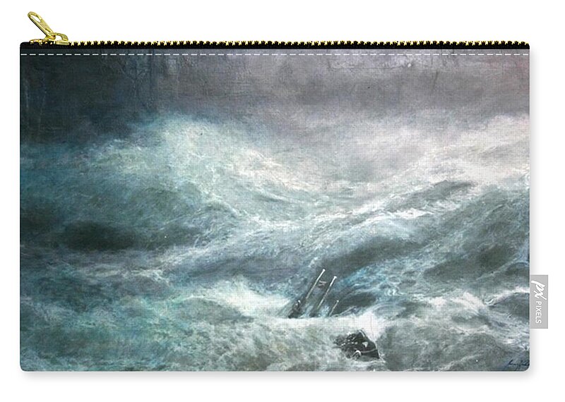 Aivazovsky Zip Pouch featuring the painting a wave my way by Jarko by Jarmo Korhonen aka Jarko