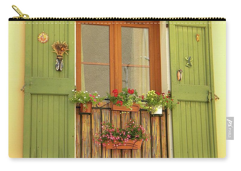 Provence Zip Pouch featuring the photograph A window to...Provence by Manuela Constantin
