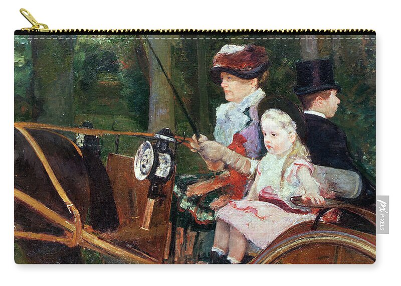 Woman Zip Pouch featuring the painting A woman and child in the driving seat by Mary Stevenson Cassatt