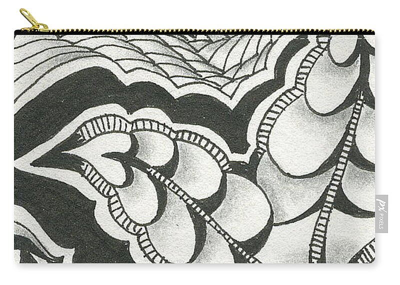Zentangle Zip Pouch featuring the drawing A Woman's Heart by Jan Steinle