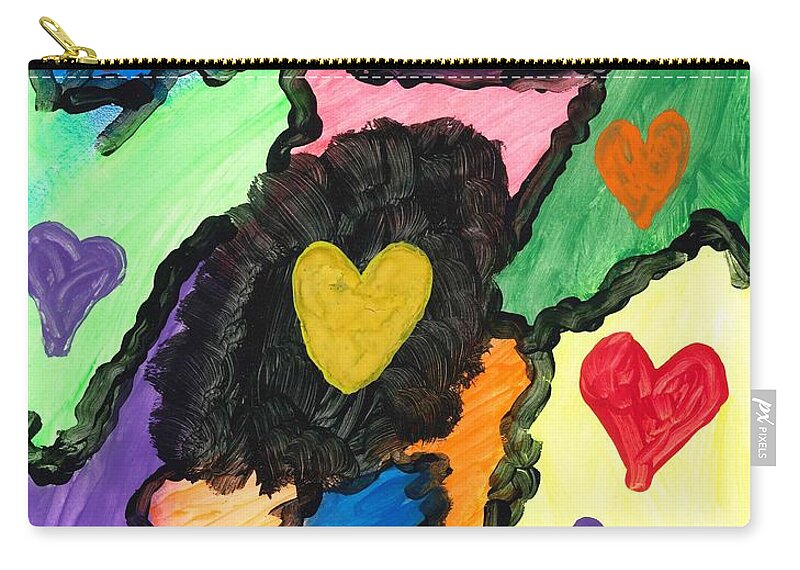 Watercolor Art Zip Pouch featuring the painting A World of heARTS by Susan Schanerman
