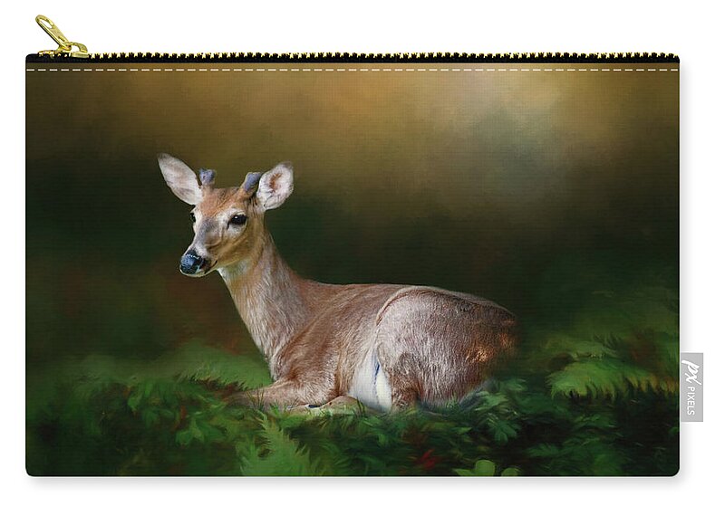 Animal Carry-all Pouch featuring the photograph A Young Buck by Lana Trussell