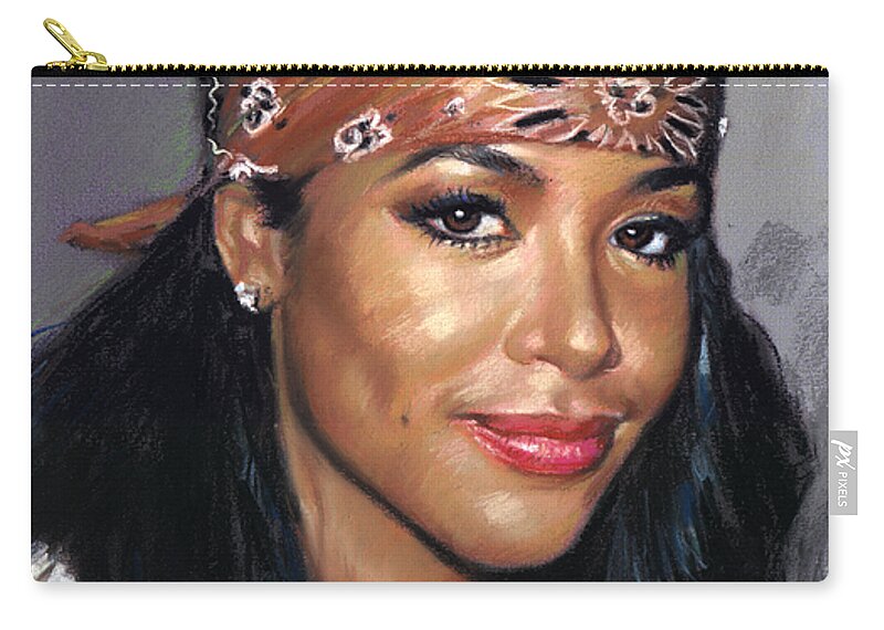 Aaliyah Dana Haughton Zip Pouch featuring the pastel Aaliyah Dana Haughton by Ylli Haruni