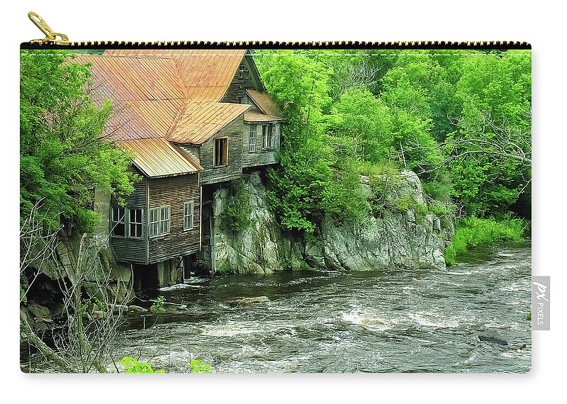 Landscape Zip Pouch featuring the photograph Abandoned Home by the River by Betty Denise