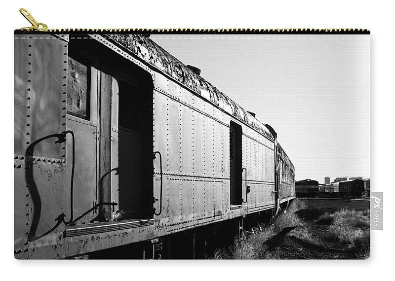 Trains Zip Pouch featuring the photograph Abandoned Train Cars by Stephen Holst