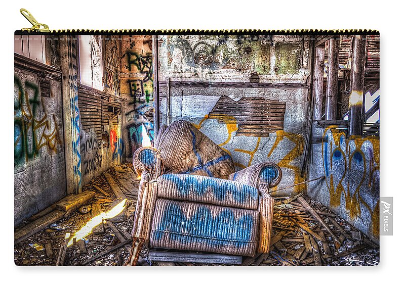 Recliner Zip Pouch featuring the photograph Abducted Recliner by Spencer McDonald