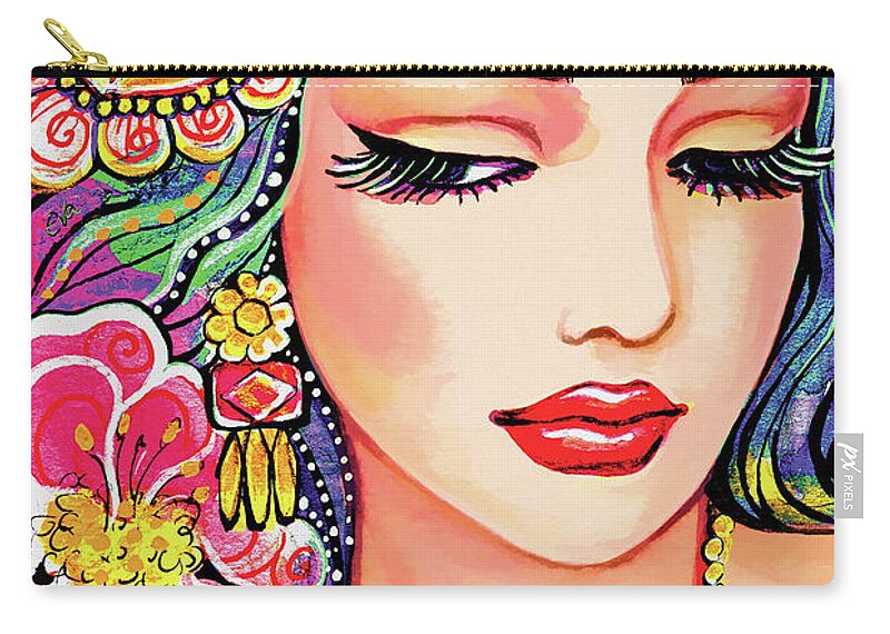 Beautiful Eastern Woman Zip Pouch featuring the painting Abhilasha by Eva Campbell