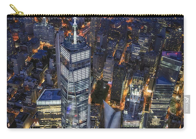 World Trade Center Zip Pouch featuring the photograph Above The Freedom Tower WTC by Susan Candelario
