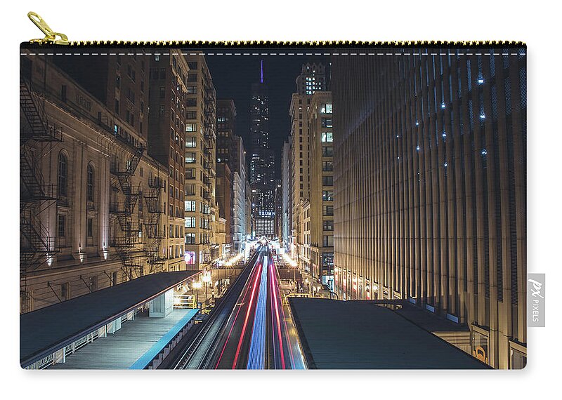 Chicago Zip Pouch featuring the photograph Above the loop towards the Trump Tower by Jay Smith