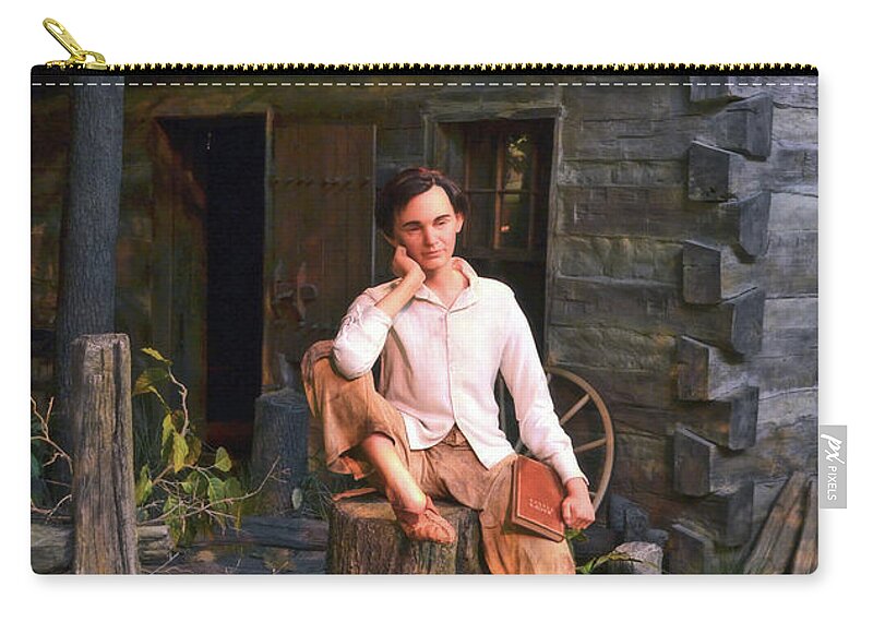 Abraham Lincoln Zip Pouch featuring the photograph Abraham Lincoln Library 001 by George Bostian