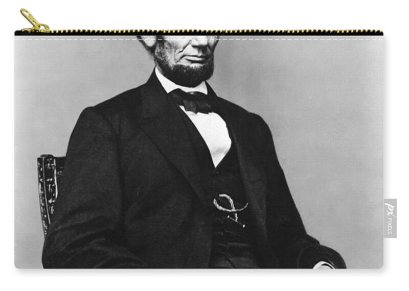 abraham Lincoln Zip Pouch featuring the photograph Abraham Lincoln portrait - used for the five dollar bill - c 1864 by International Images