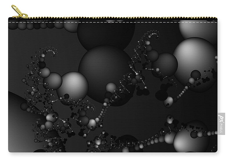 Abstract Zip Pouch featuring the digital art Abstract 119 BW by Rolf Bertram