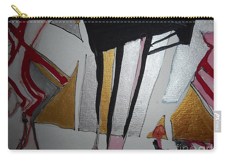 Katerina Stamatelos Zip Pouch featuring the painting Abstract-13 by Katerina Stamatelos
