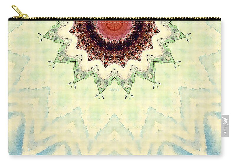 Star Zip Pouch featuring the digital art Abstract 16 Points Star by Phil Perkins