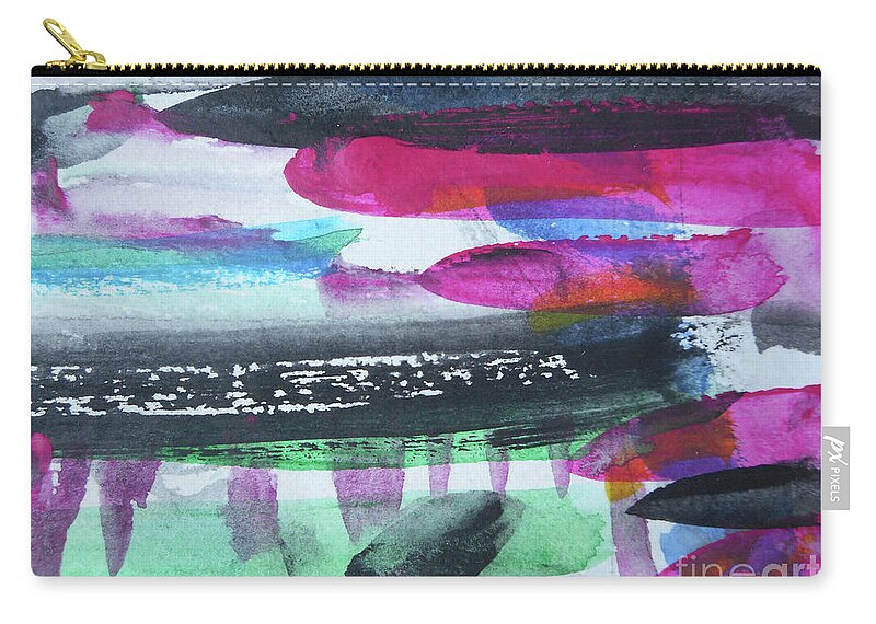 Katerina Stamatelos Zip Pouch featuring the painting Abstract-19 by Katerina Stamatelos