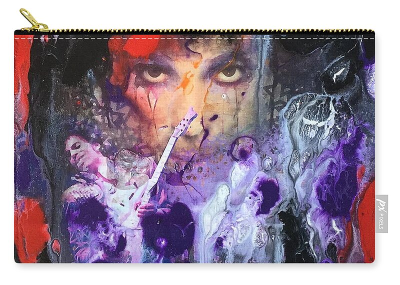 Abstract Art Prince Zip Pouch featuring the painting Abstract Art Prince by Carl Gouveia