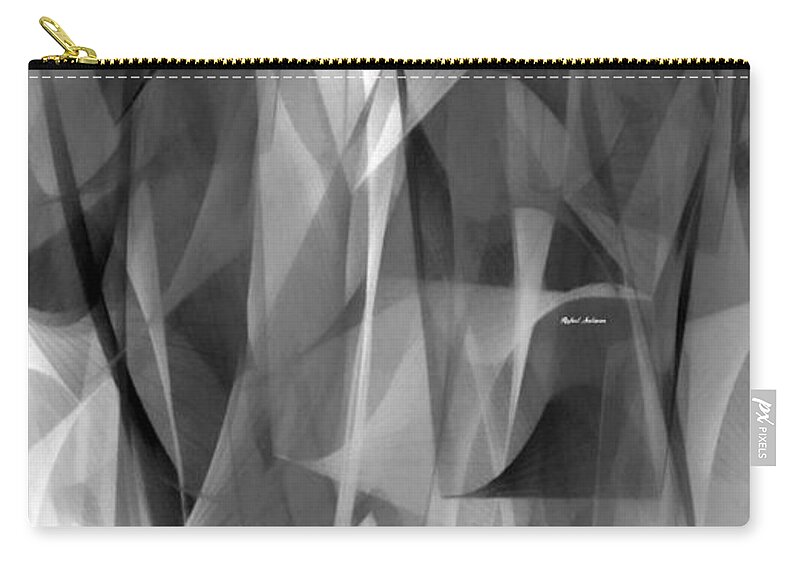 Rafael Salazar Zip Pouch featuring the digital art Abstract Black and White Symphony by Rafael Salazar