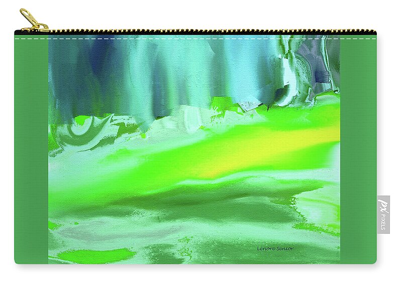 Abstract Zip Pouch featuring the painting Abstract - Blue Woods by Lenore Senior
