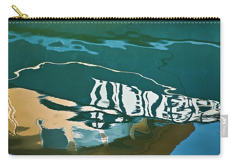 Abstract Zip Pouch featuring the photograph Abstract Boat Reflection by David Gordon