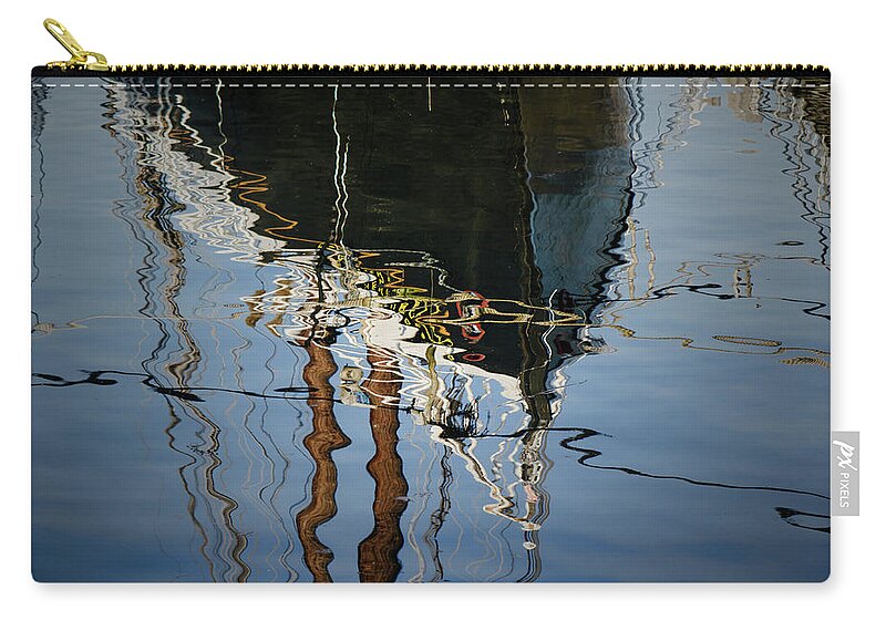Landscape Zip Pouch featuring the photograph Abstract Boat Reflection III by David Gordon