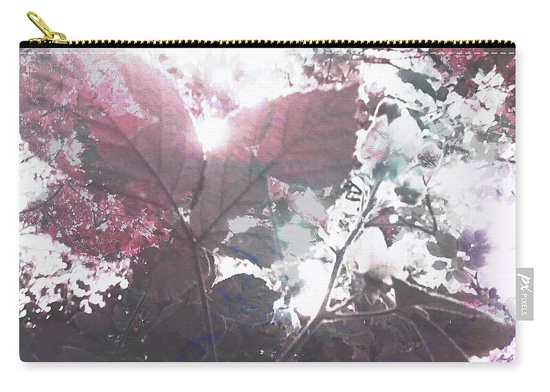 Botanical Zip Pouch featuring the photograph Abstract Botanical Art Raspberry Leaf Sunset, by Itsonlythemoon -