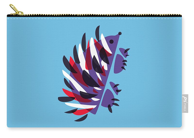Hedgehog Zip Pouch featuring the digital art Abstract Colorful Hedgehog by Boriana Giormova