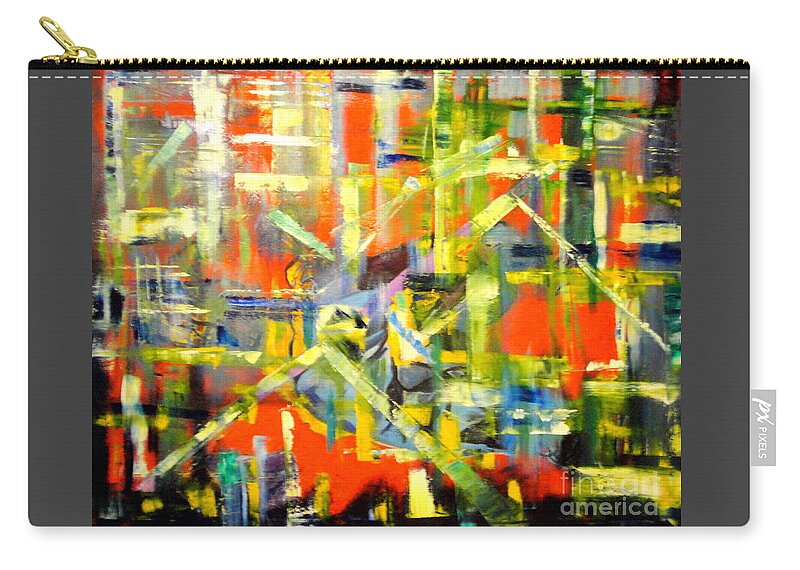 Colorful Abstract Zip Pouch featuring the painting LINES and COLORS by Dagmar Helbig