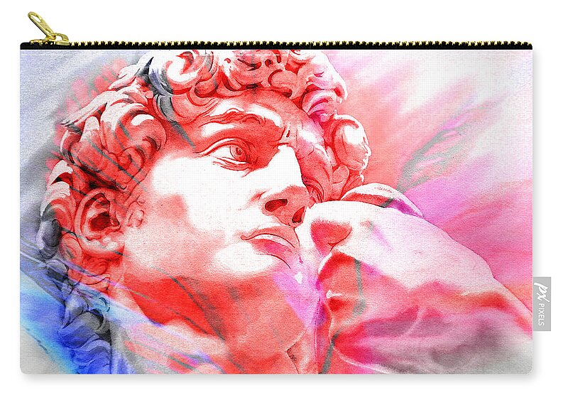 David Zip Pouch featuring the painting T H E . D A V I D . Michelangelo  Abstract 1 by J U A N - O A X A C A