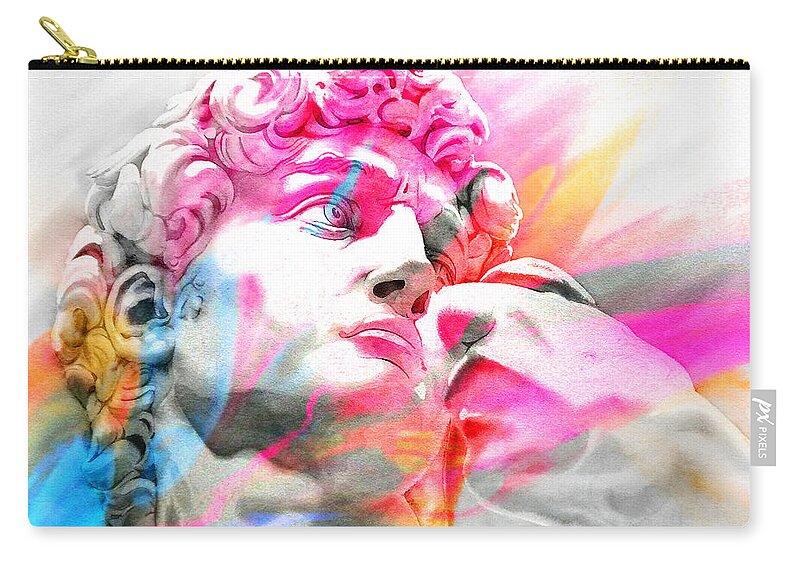 David Zip Pouch featuring the digital art THE . DAVID . ABSTRACT 9 Michelangelo by J U A N - O A X A C A