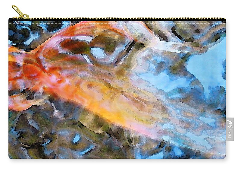 Animal Zip Pouch featuring the painting Abstract Fish Art - Fairy Tail by Sharon Cummings