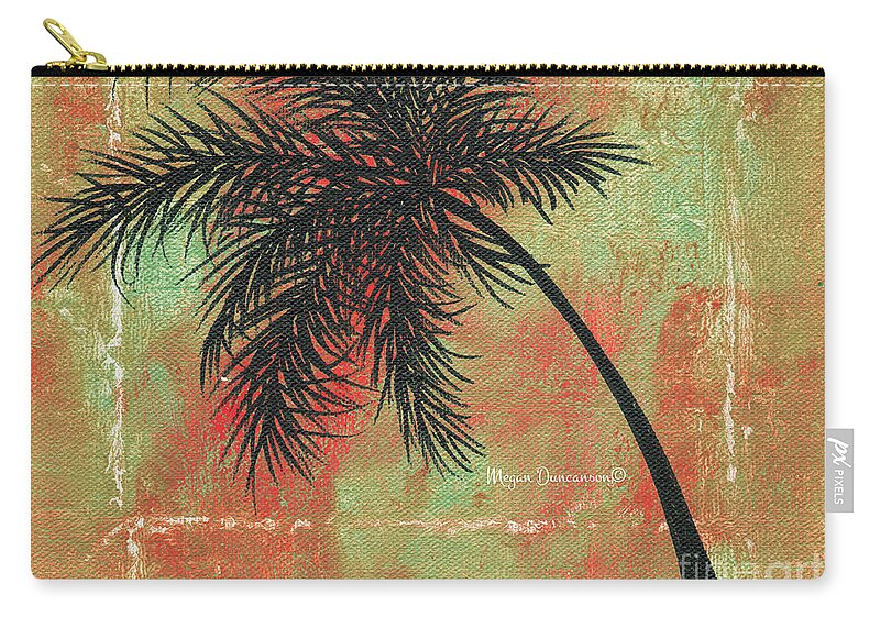 Floral Zip Pouch featuring the painting Abstract Floral Fauna Palm Tree Leaf Tropical Palm Splash Abstract Art by Megan Duncanson by Megan Aroon