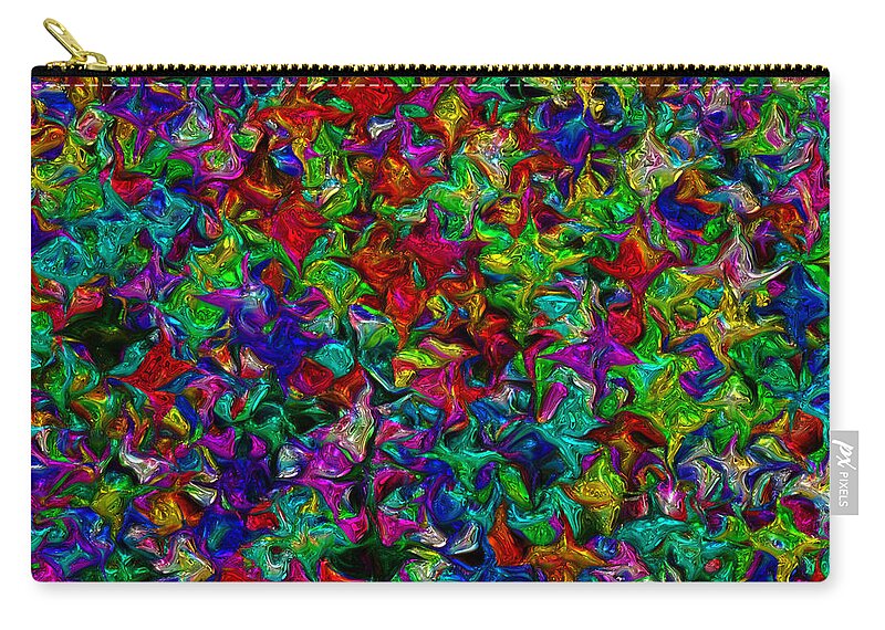 Abstract Zip Pouch featuring the digital art Abstract Floral Garden, Metallic by Lilia S