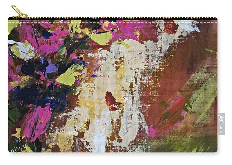 Abstract Zip Pouch featuring the painting Abstract Floral Study by Mary Mirabal