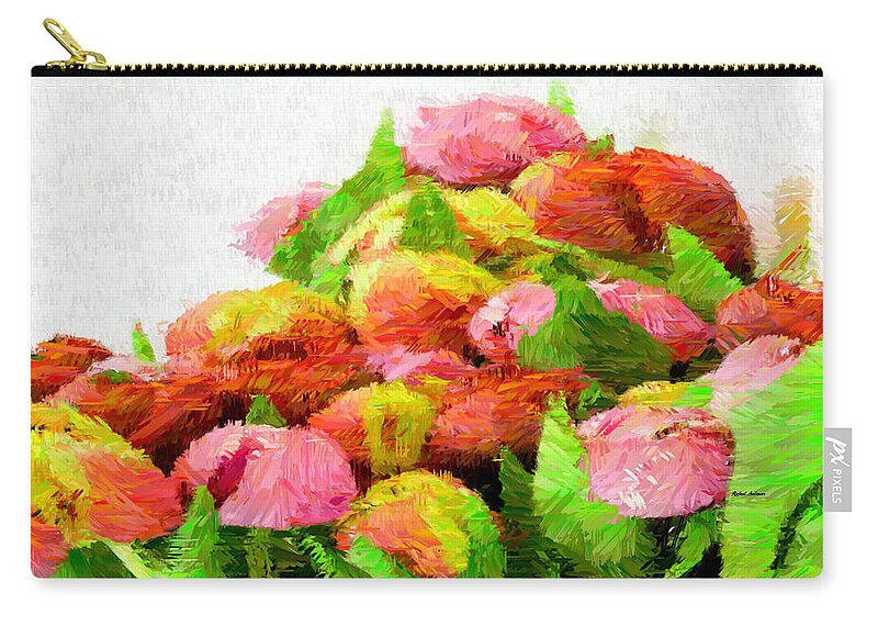 Rafael Salazar Zip Pouch featuring the mixed media Abstract Flower 0727 by Rafael Salazar