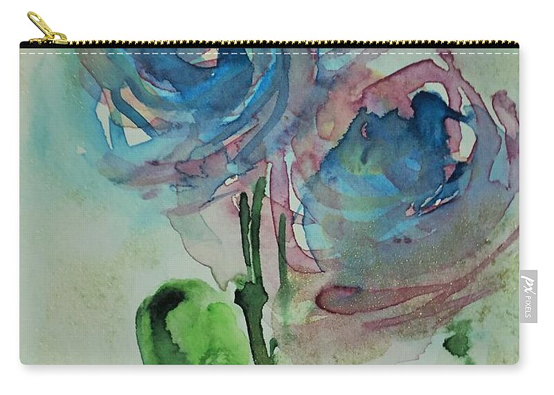 Expressionist Zip Pouch featuring the painting abstract Flower by Britta Zehm