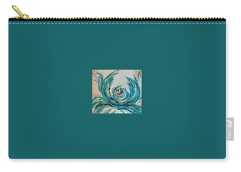 Whimsical Zip Pouch featuring the painting Abstract Flower by Lynne McQueen
