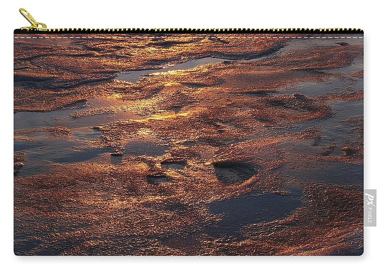 Abstract Zip Pouch featuring the photograph Abstract Frozen Beach Sand by Juergen Roth