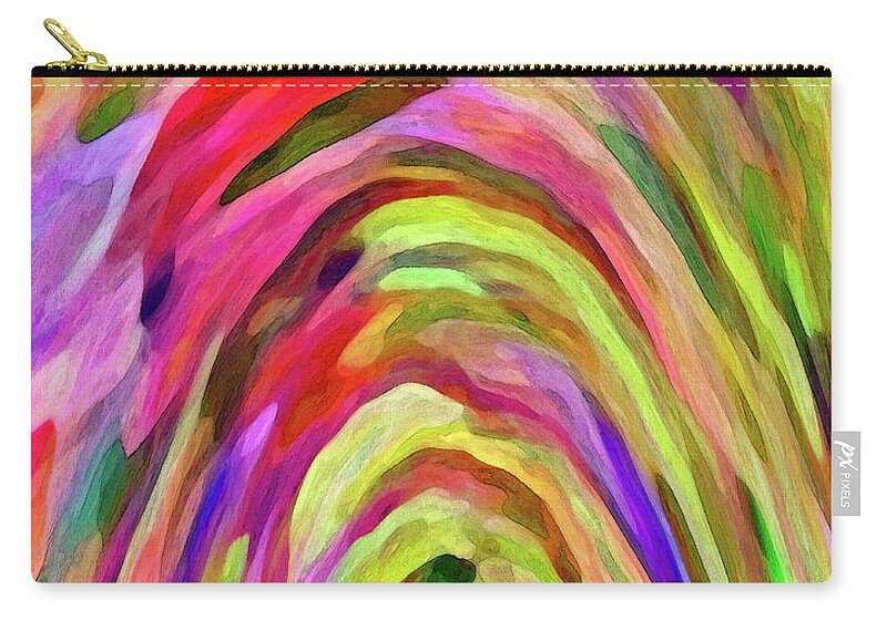 Grotto Zip Pouch featuring the digital art Abstract Grotto Red by Gary Olsen-Hasek