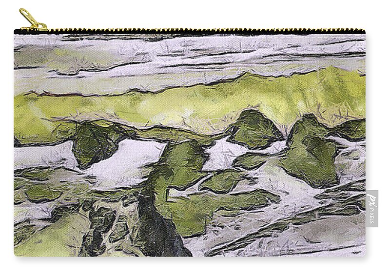 Odon Zip Pouch featuring the painting Abstract in green by Odon Czintos